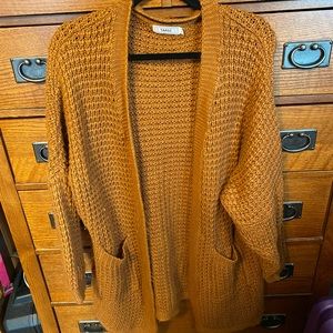Wooven brown cardigan sweater size medium